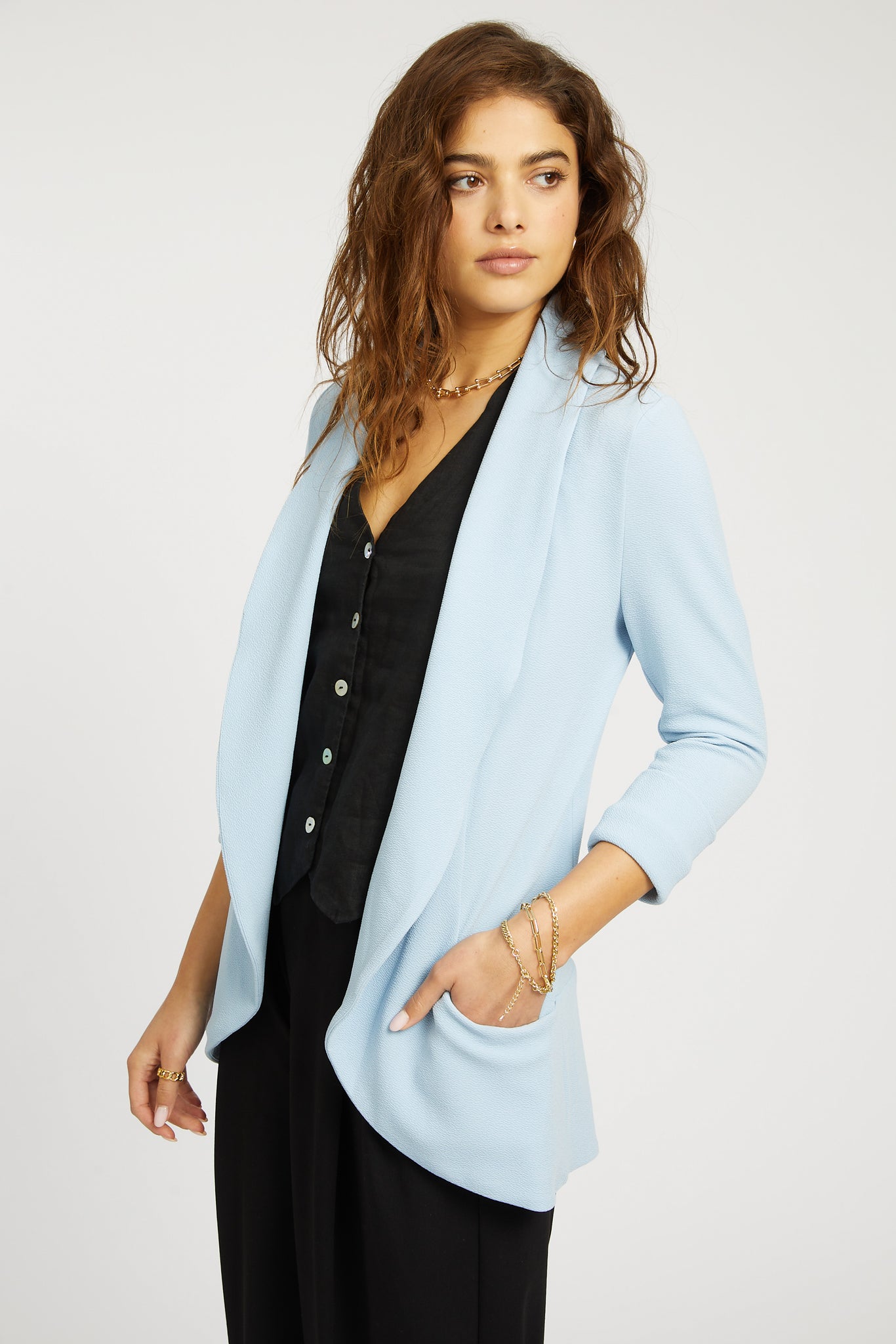 Melanie Knit Jacket - Powder Blue