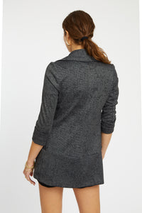 Melanie Knit Jacket in Denim Finish - Charcoal