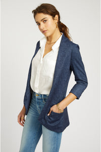 Melanie Knit Jacket in Denim Finish - Indigo Blue