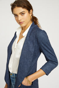 Melanie Knit Jacket in Denim Finish - Indigo Blue