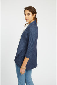 Melanie Knit Jacket in Denim Finish - Indigo Blue