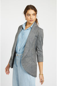 Melanie Knit Jacket in Denim Finish - Light Grey