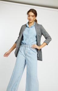 Melanie Knit Jacket in Denim Finish - Light Grey