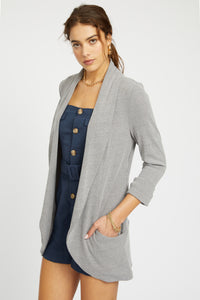 Melanie Knit Jacket in Rib Knit - Heather Grey