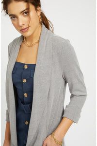 Melanie Knit Jacket in Rib Knit - Heather Grey