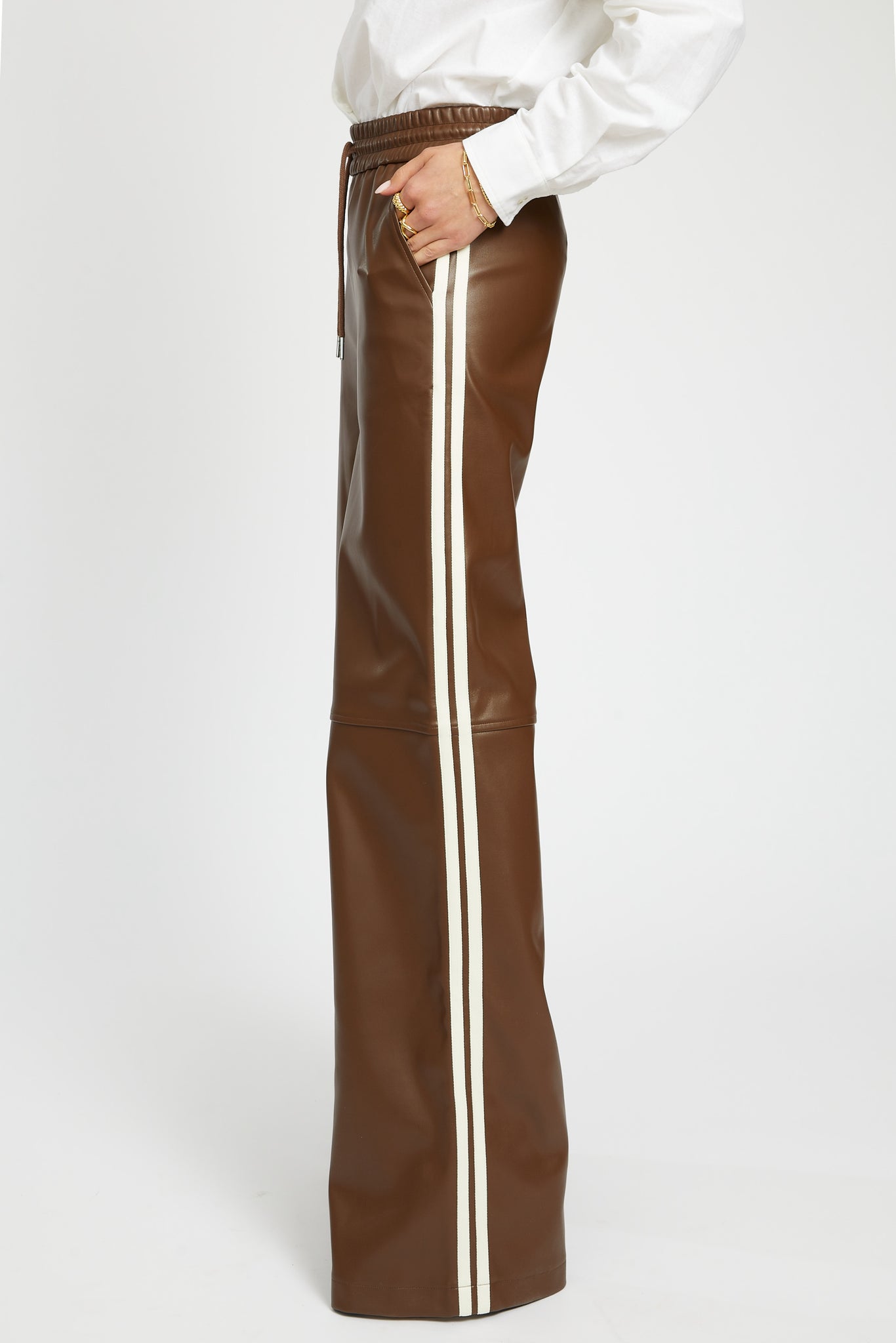 Rebecca side striped faux leather pant