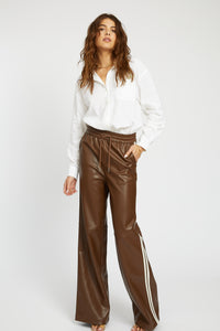 Rebecca side striped faux leather pant