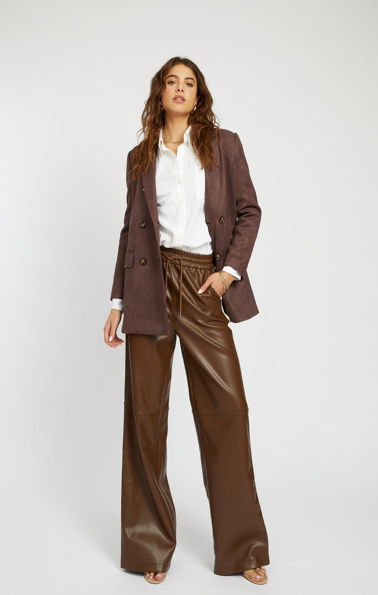 Rebecca side striped faux leather pant