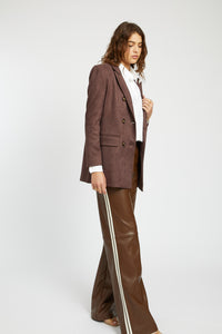 Emory Faux Suede Blazer in Chocolate