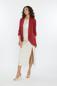 Melanie Knit Jacket in Houndstooth Pattern - Red
