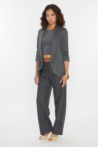 Melanie Knit Jacket in Houndstooth Pattern - Dark Grey