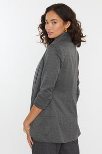 Melanie Knit Jacket in Houndstooth Pattern - Dark Grey