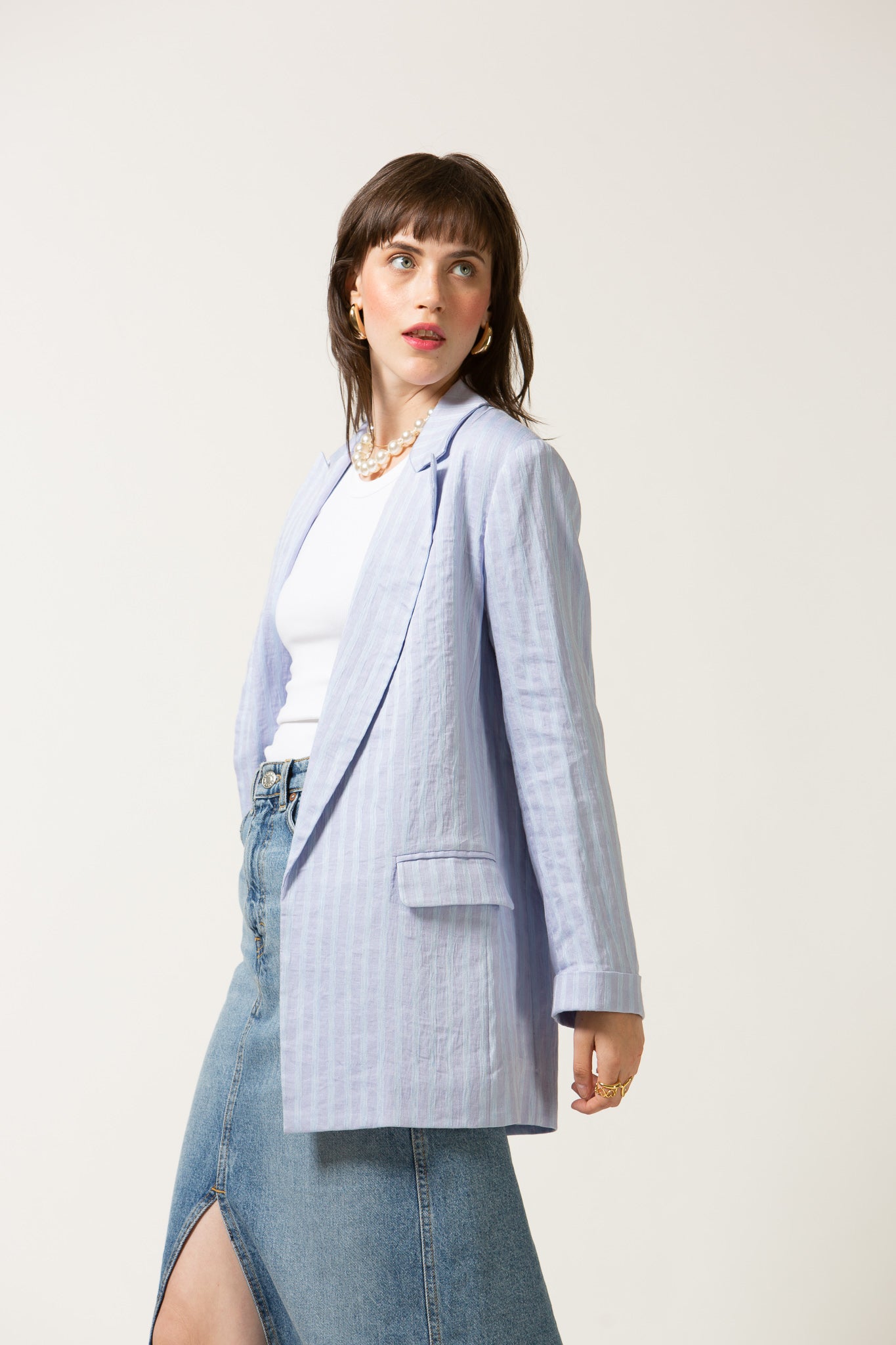 Madison Linen Jacket - Pastel blue – FRENCHMAUVE
