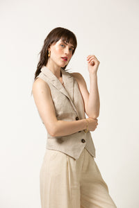 Linen Striped Vest