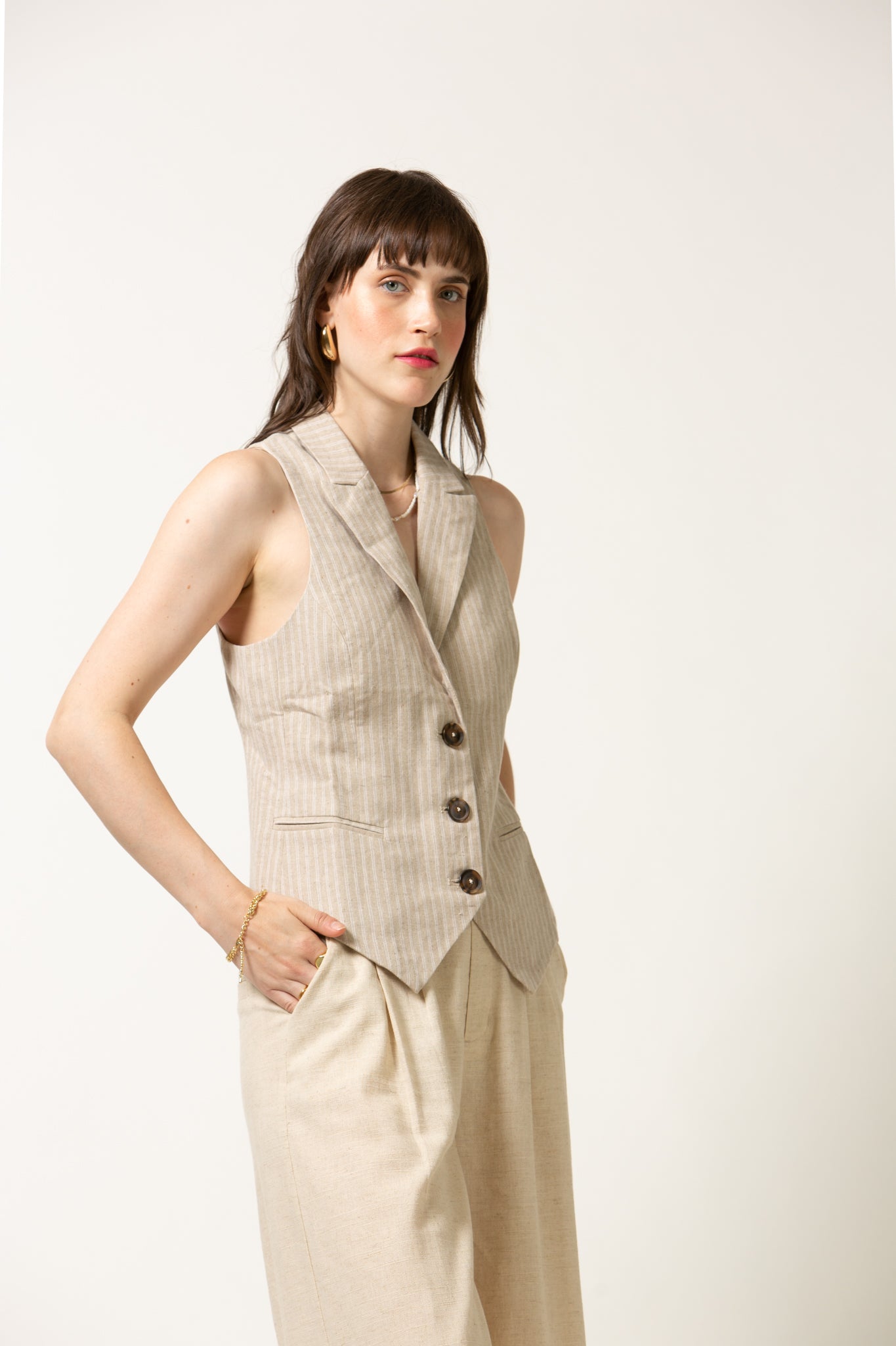 Linen Striped Vest
