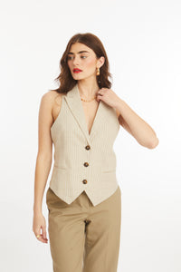 Linen Striped Vest