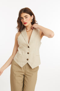 Linen Striped Vest