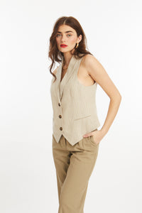 Linen Striped Vest