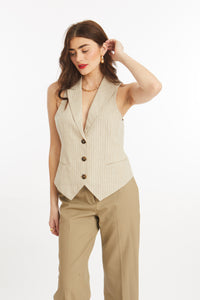 Linen Striped Vest