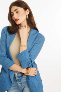 Melanie Knit Jacket in Denim Finish - Light Denim blue