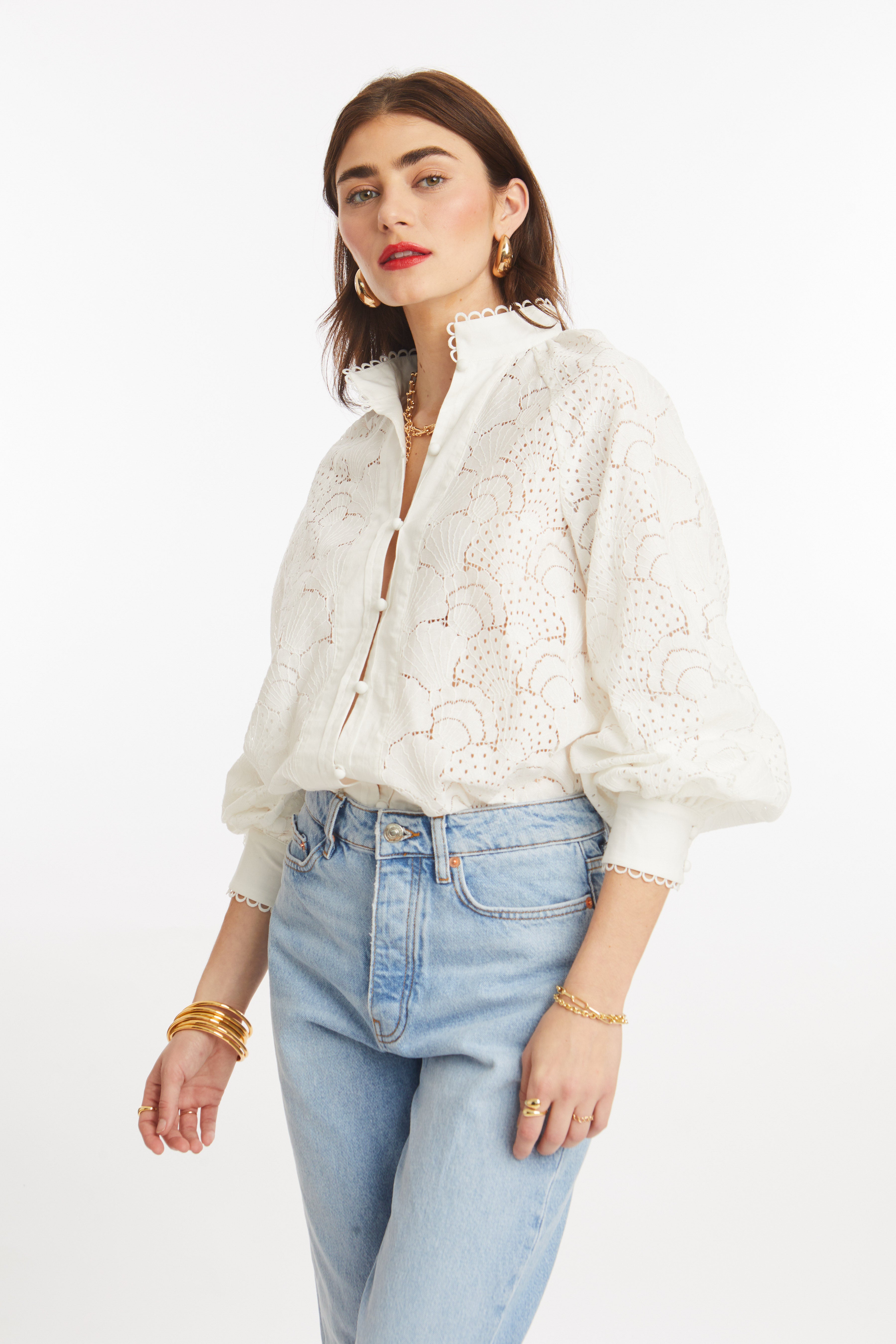 Portofino Eyelet Blouse – FRENCHMAUVE