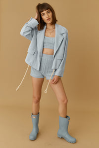 Baby Blue Everyday Knit Sweater Cropped Easy Casual Style