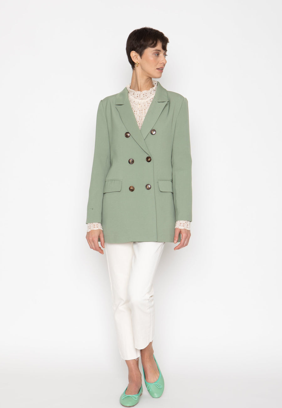 No Srcipt image - Images of 5 of 6 Emory blazer, sage green color, double breasted, oversized fit
