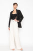 Melanie woven jacket, shawl jacket, open front, black color