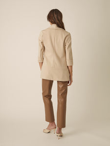 Classic Melanie Shawl Simple Staple Sand Neutral Color Workwear Blazer Jacket Everyday Shawl Front Pockets Best Seller Customer Favorite