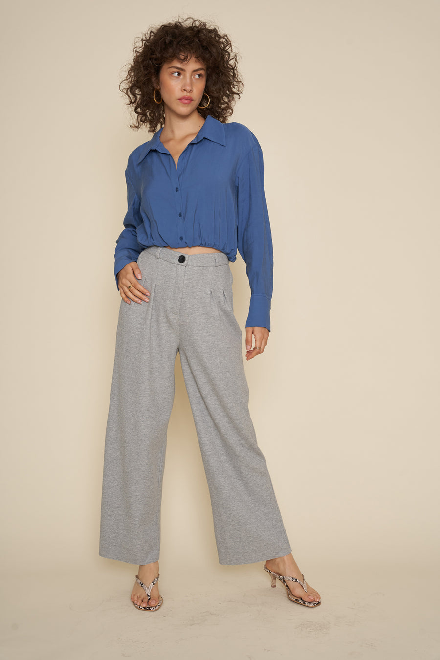 No Srcipt image - Images of 4 of 5 Heather Grey Wide Leg Sweat Pant