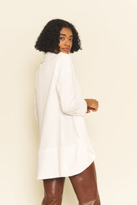 Lightweight Summer Fabric Classic Melanie Shawl Simple Staple White Neutral Color Workwear Blazer Jacket Everyday Shawl Front Pockets Office Wear Best Seller Customer Favorite