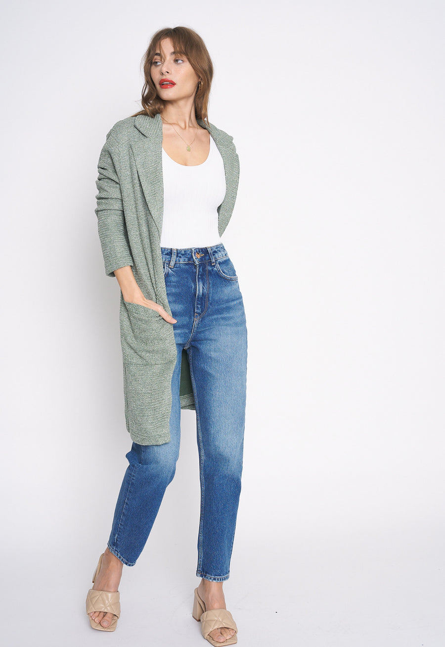 No Srcipt image - Images of 1 of 5 DRIED ROSEMARY KNIT DUSTER JACKET LONG SLEEVE SPRING JACKET