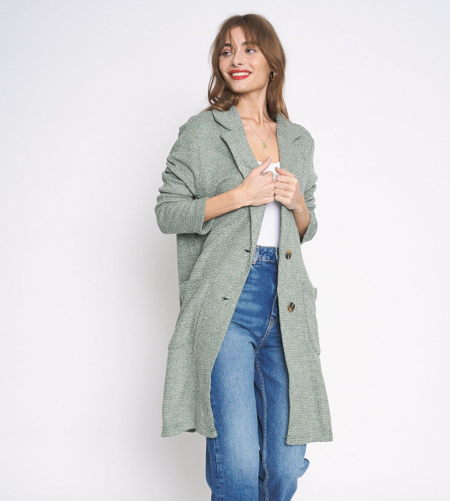 No Srcipt image - Images of 3 of 5 DRIED ROSEMARY KNIT DUSTER JACKET LONG SLEEVE SPRING JACKET