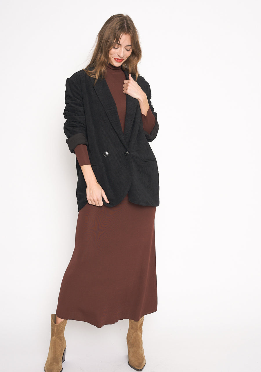 No Srcipt image - Images of 1 of 7 CORDUROY BLAZER BLACK OVERSIZED
