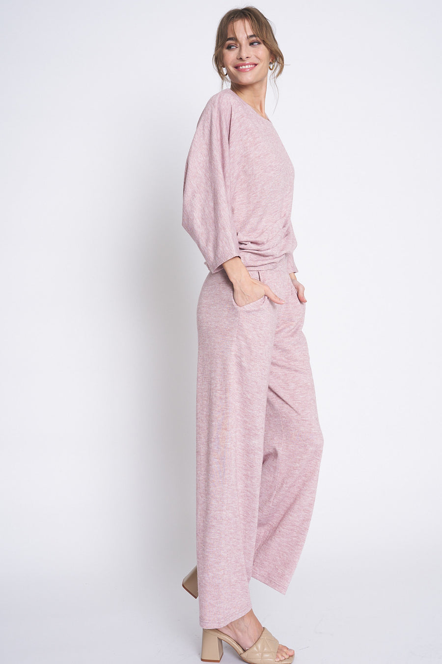 No Srcipt image - Images of 3 of 7 Pink Knit Set Sweat Pants and Long Sleeve