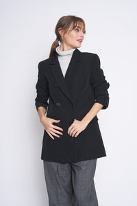 Double Breasted Staple Jacket Women's Workwear Office Wear Women's Fashion Sophisticated Style Chic Simple Classic Black Blazer Fall Jacket Fall Fashion Women's Outerwear Timeless Everyday Blazer Neutral Color The Emory Blazer In Black