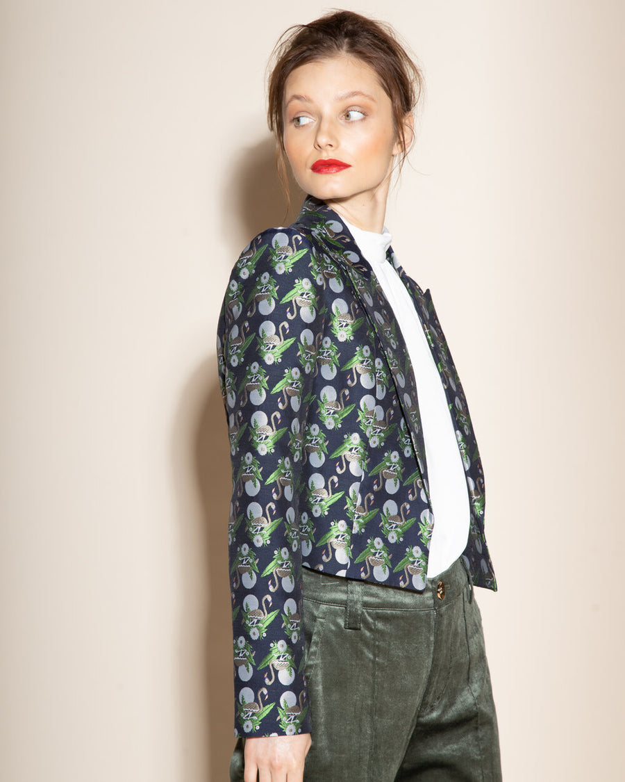 No Srcipt image - Images of 3 of 4 WOVEN JACQUARD CROPPED BLAZER