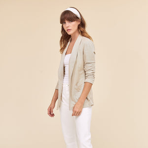 light weight knit jacket, beige color, shawl collar