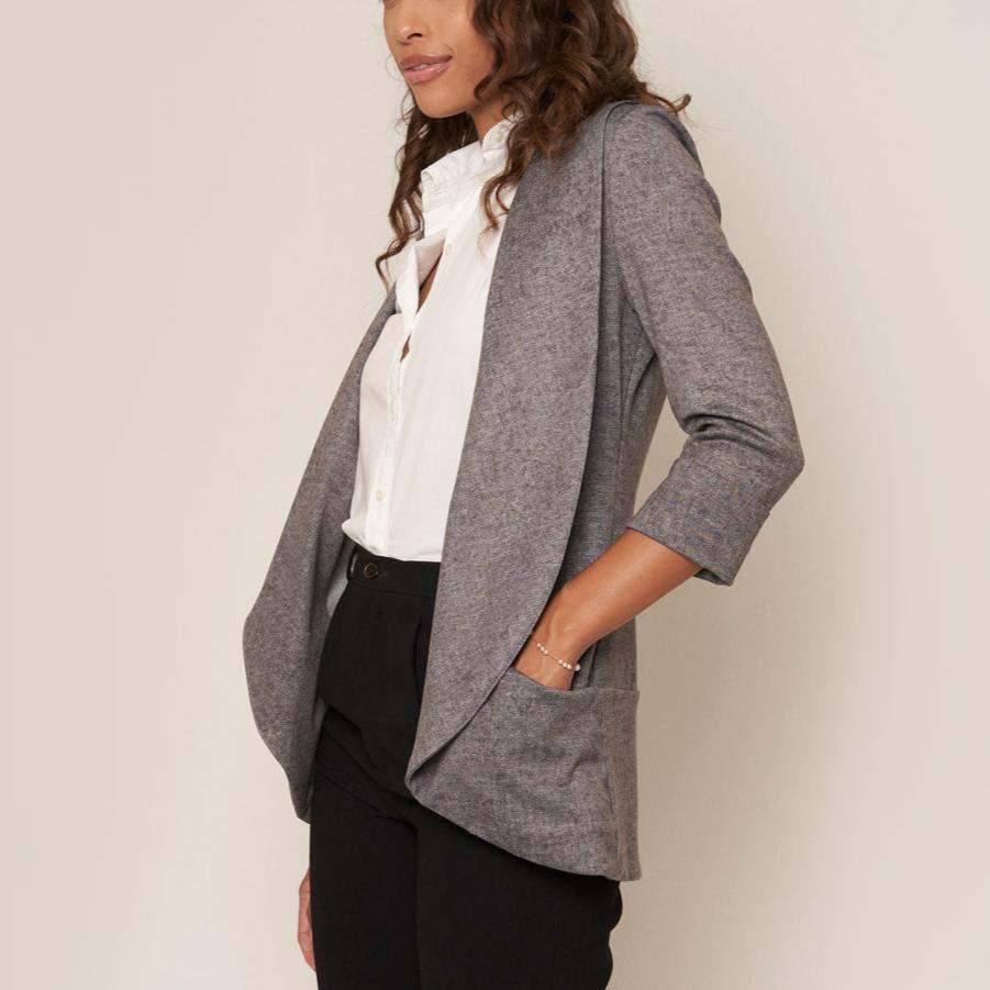MELANIE KNIT JACKET IN DENIM FINISH LIGHT GREY FRENCHMAUVE